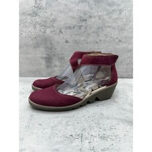 Fly London Piat maroon Wedge sandal Ankle Strap Shoes EU 39 Mary Jane